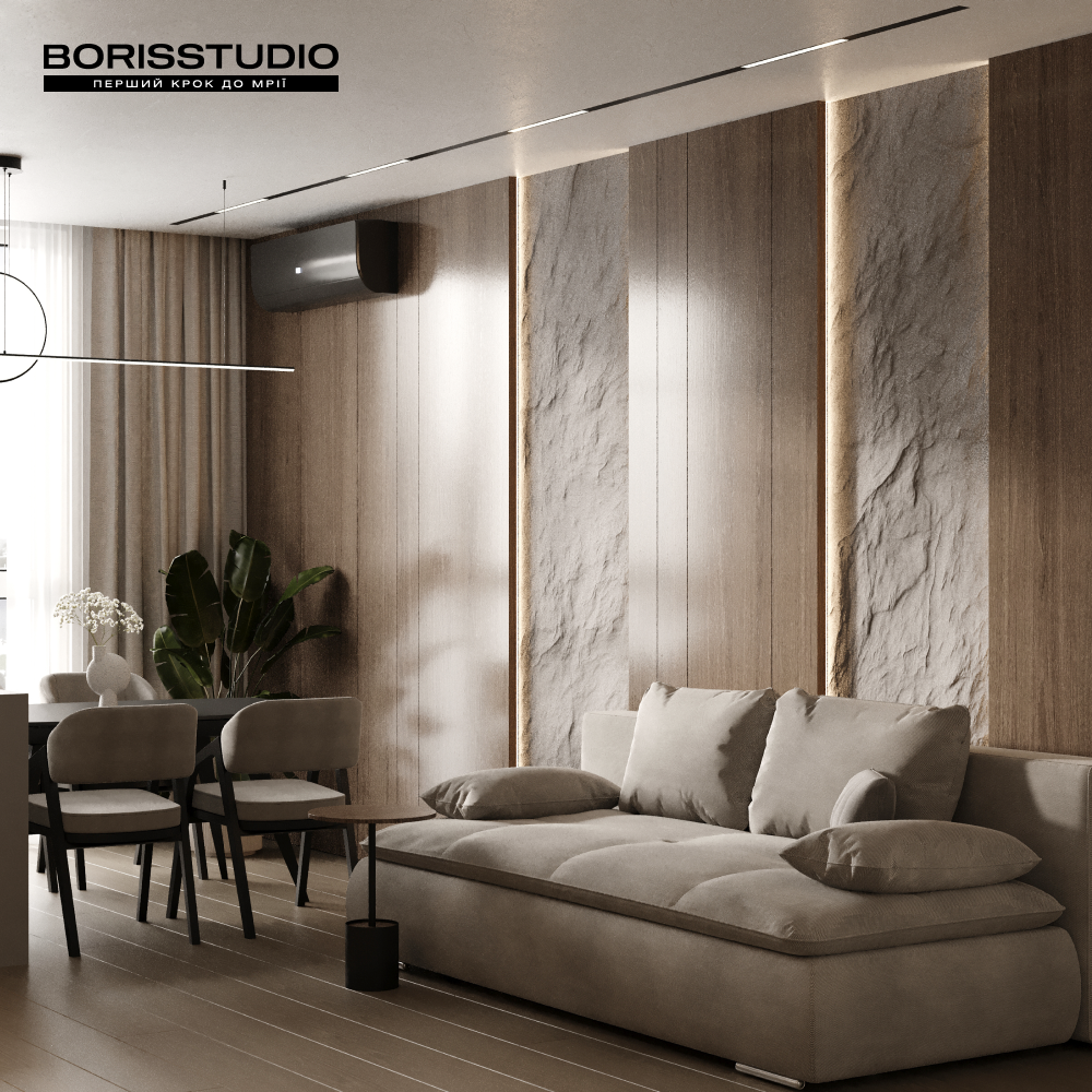 Дизайн-проект вітальні від BORISSTUDIO
