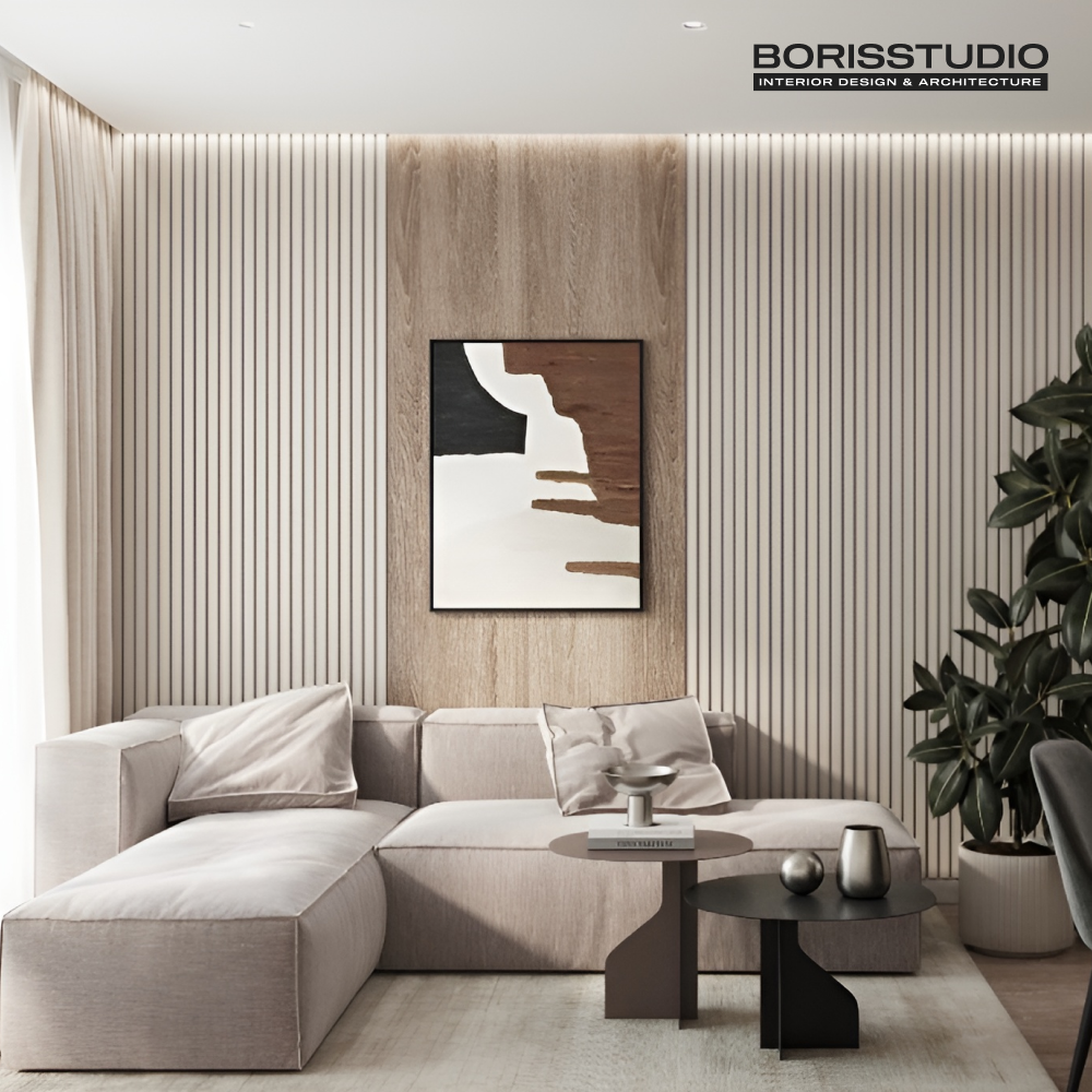Дизайн-проект інтер'єру вітальні для таунхауса від BORISSTUDIO