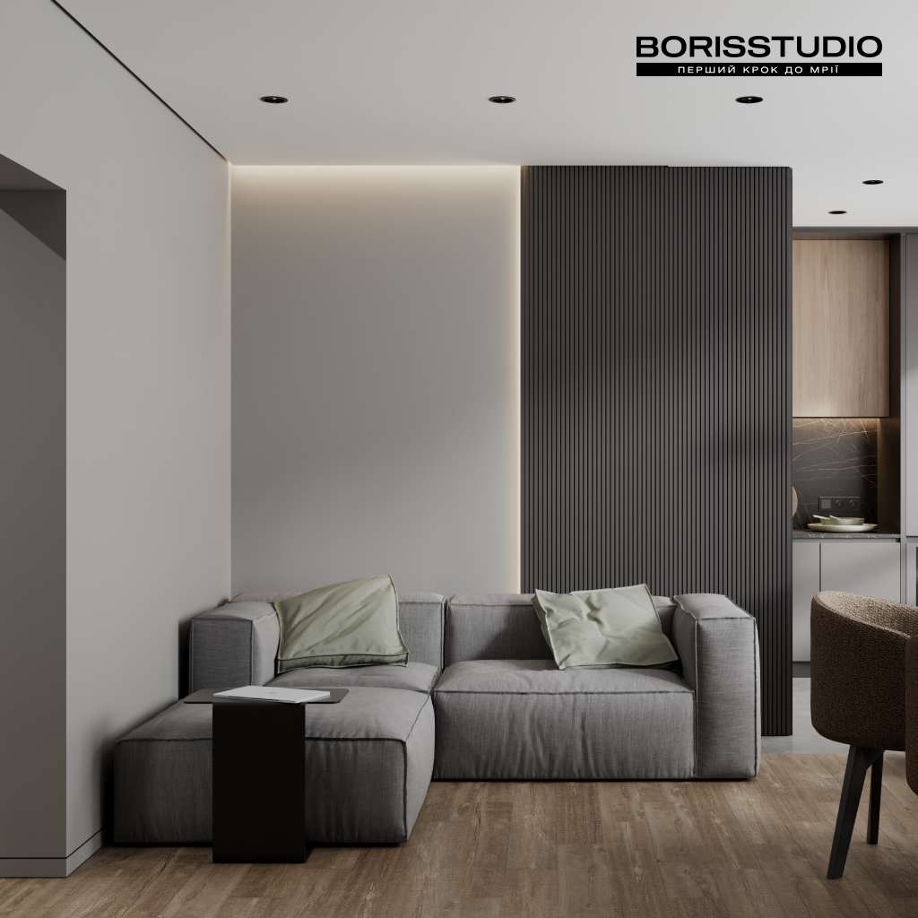Дизайн вітальні у стилі мінімалізм від BORISSTUDIO