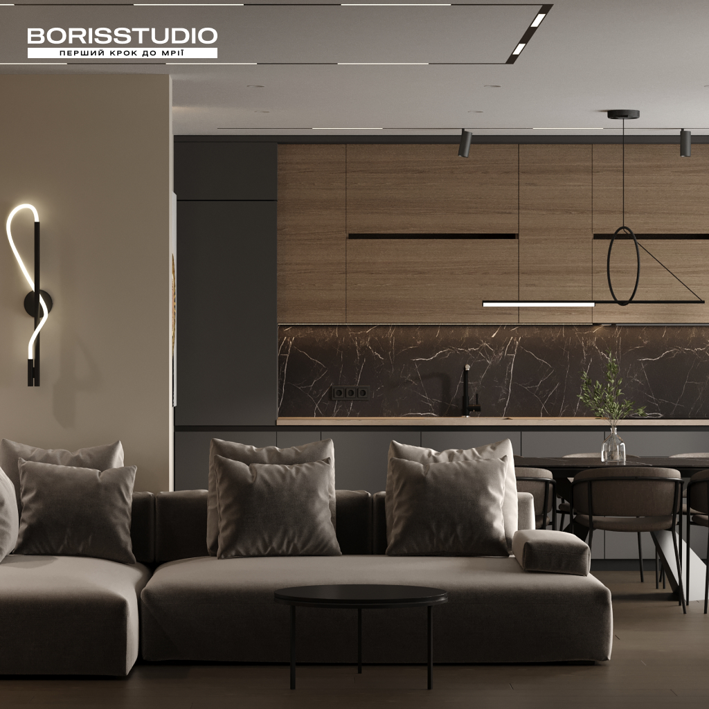Дизайн вітальні для квартири від BORISSTUDIO