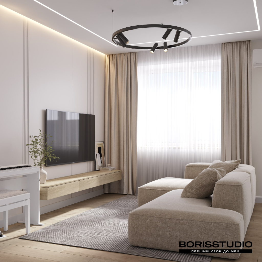 Дизайн інтер'єру вітальні для квартири від BORISSTUDIO