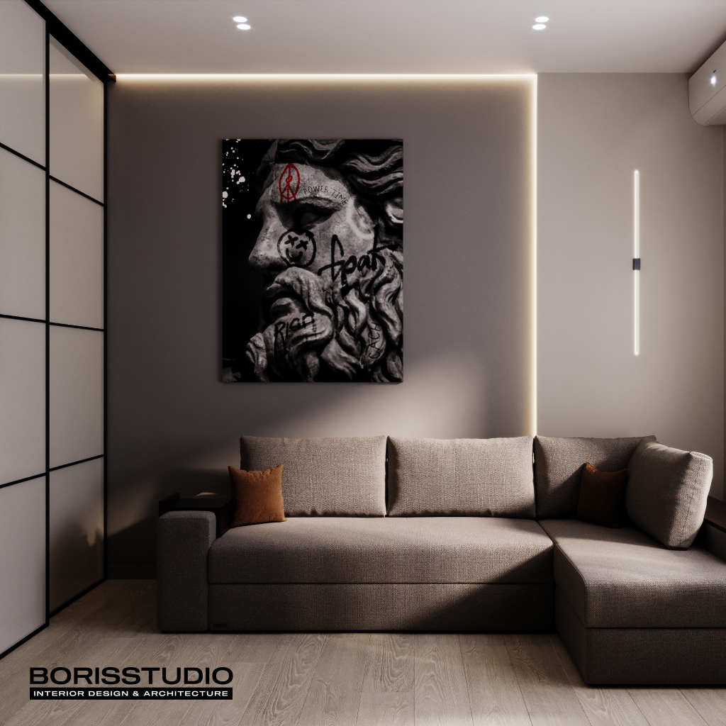 Дизайн-проект вітальні для будинку від BORISSTUDIO