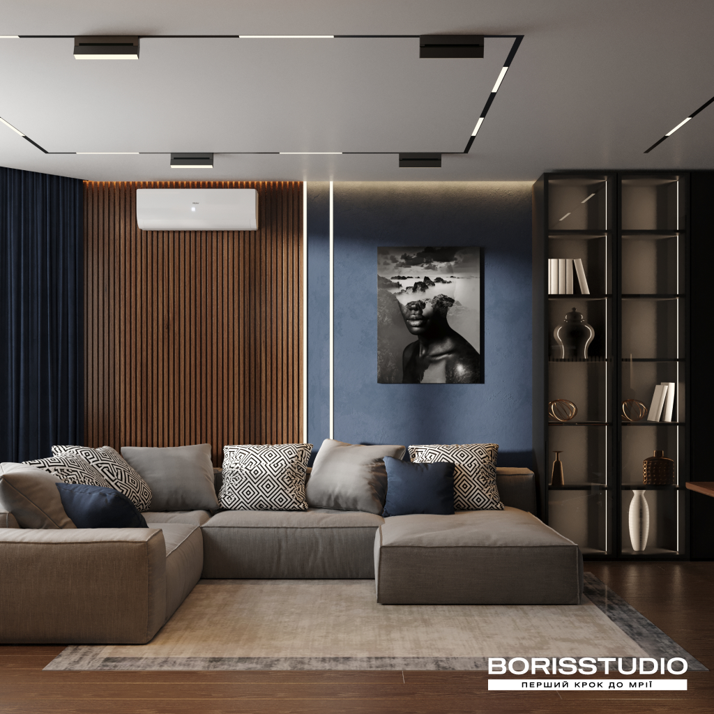 Дизайн інтер'єру вітальні в стилі лофт від BORISSTUDIO