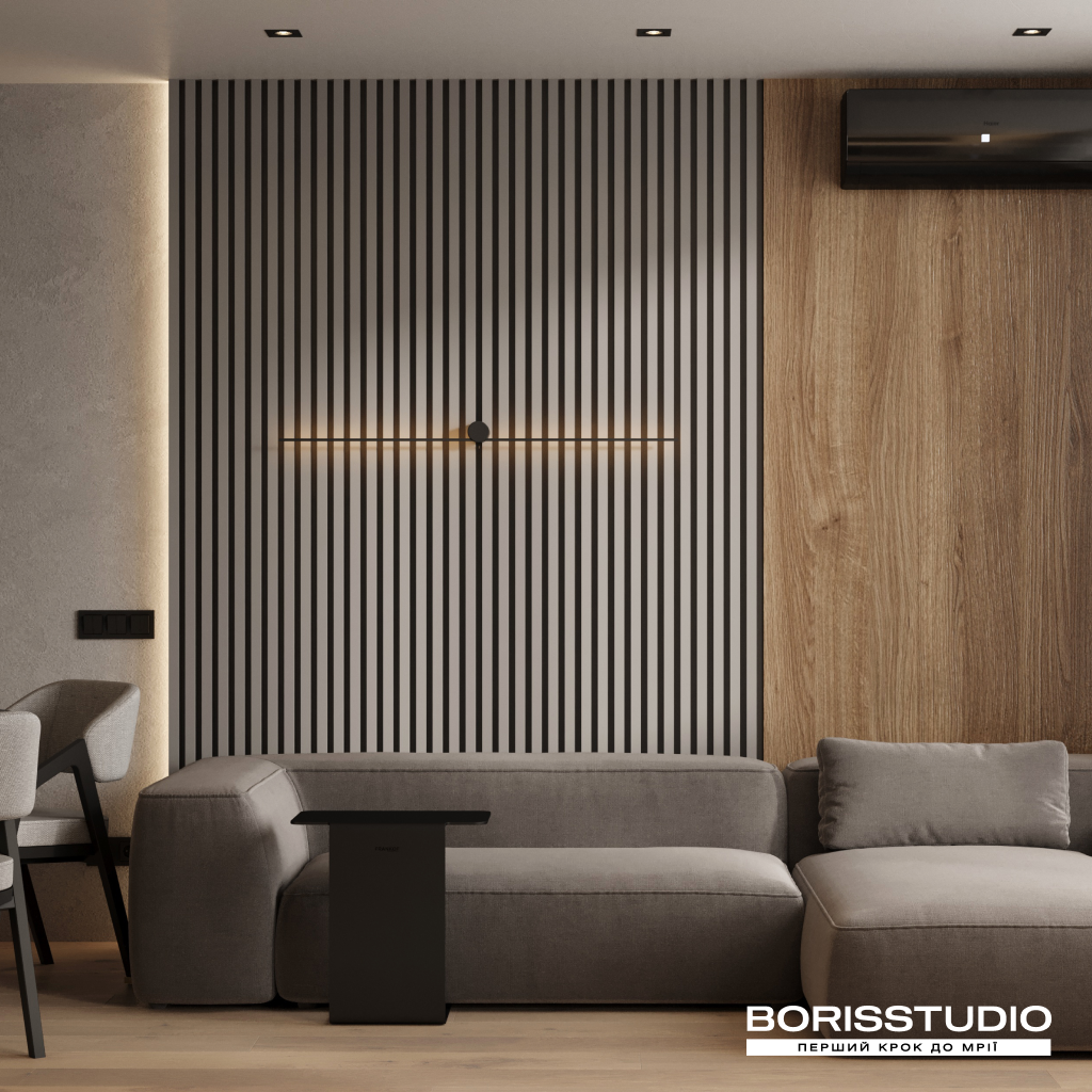 Дизайн вітальні для котеджу від BORISSTUDIO