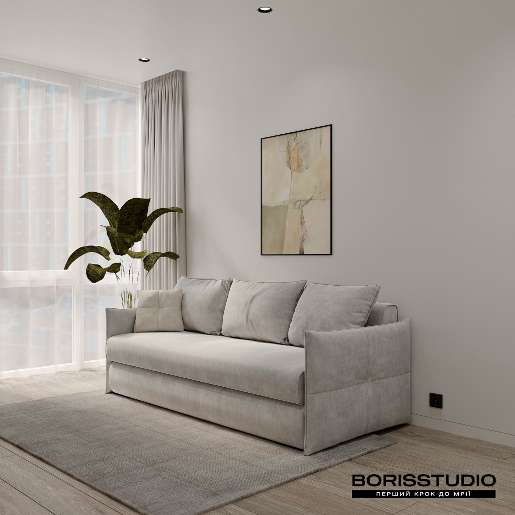 Дизайн інтер'єру вітальні у стилі мінімалізм від BORISSTUDIO