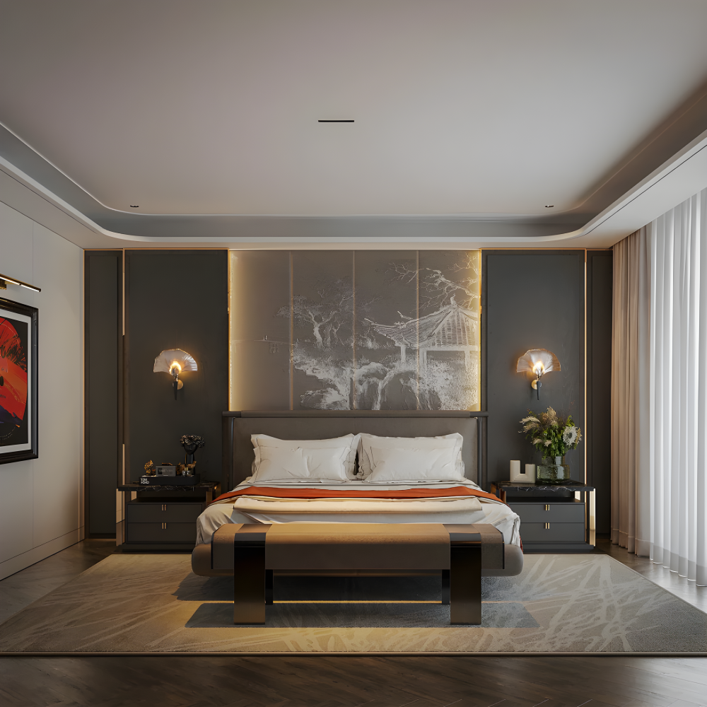 Дизайн-проект інтер'єру спальні в китайському стилі