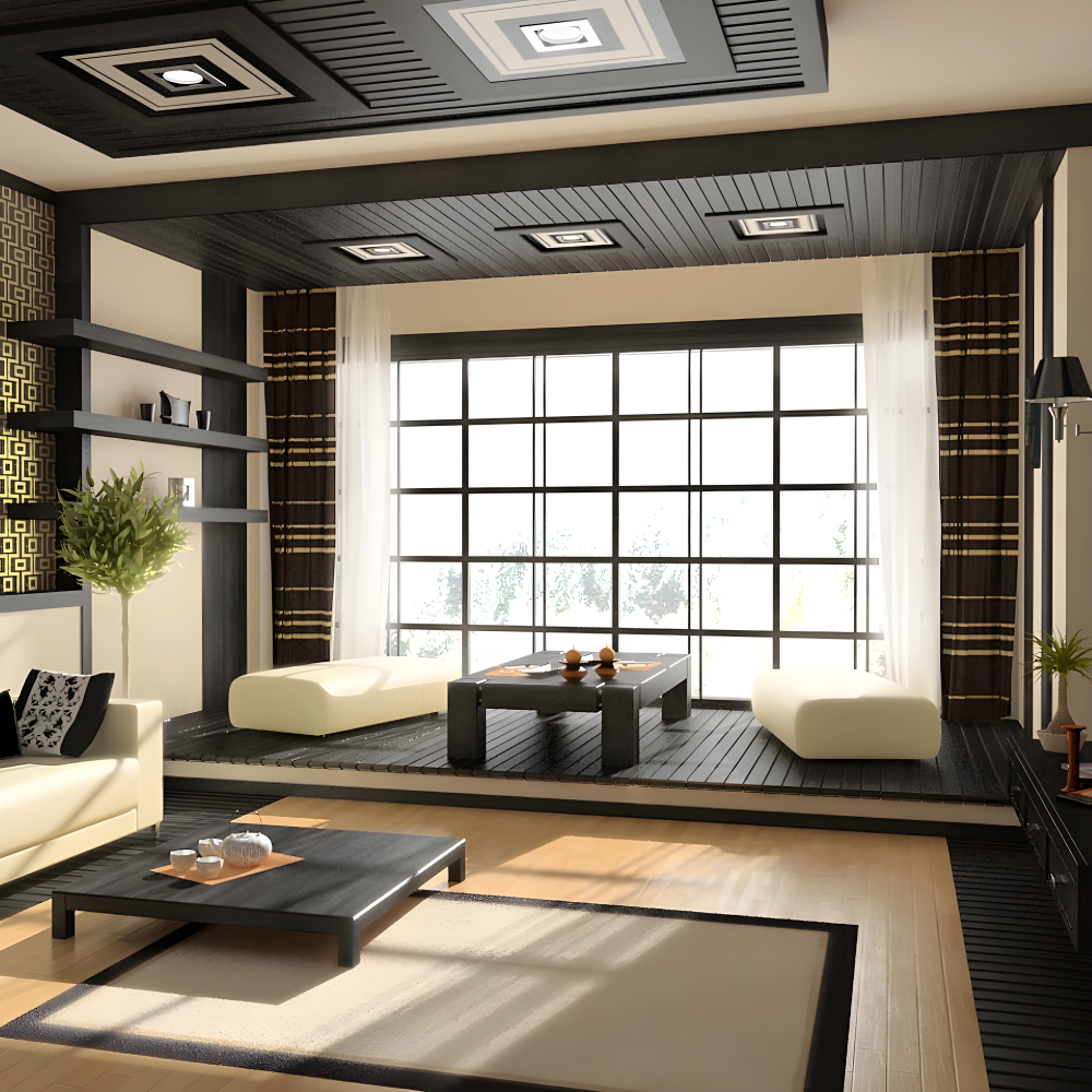 Дизайн-проєкт інтер'єру вітальні в китайському стилі