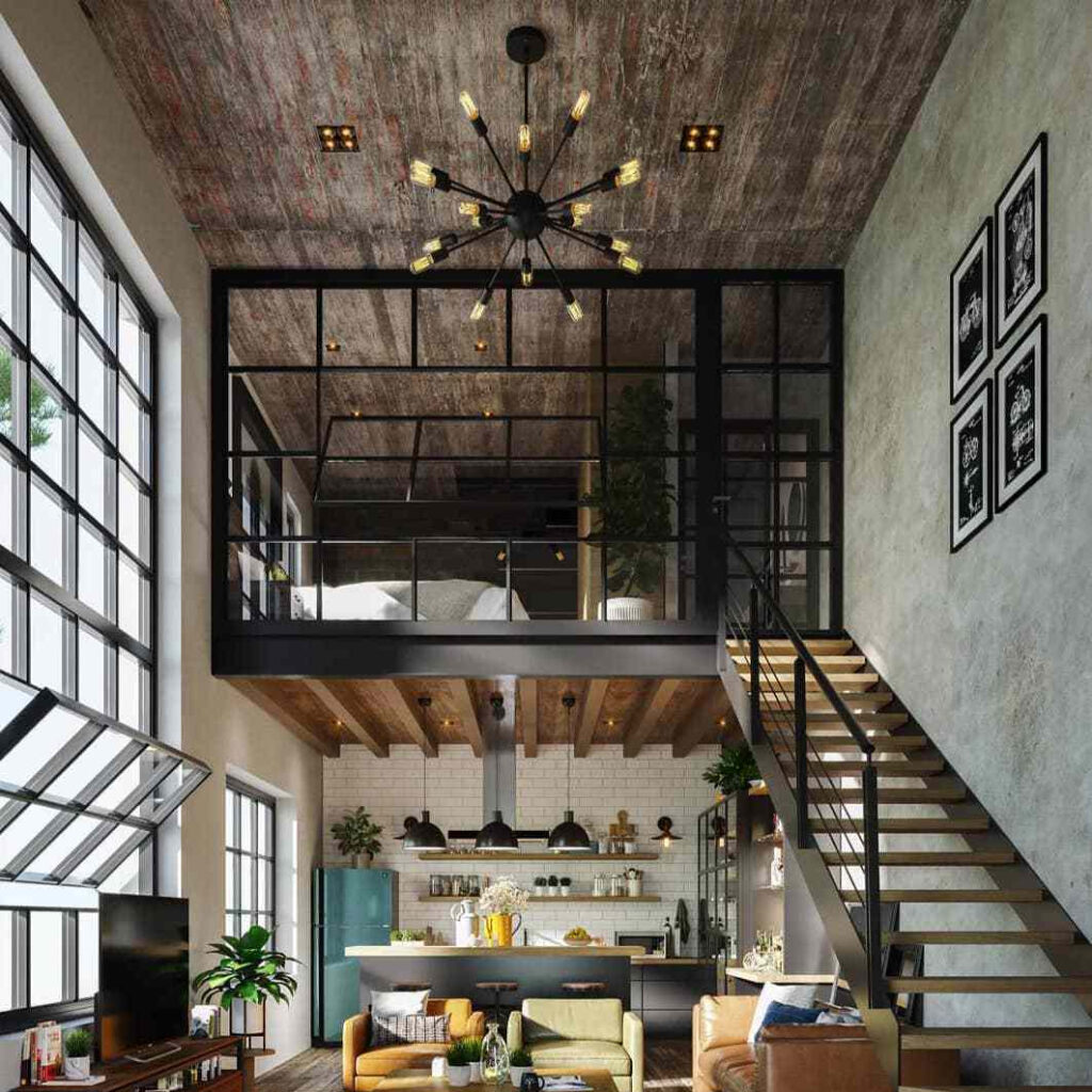 Оздоблення стелі в лофт-стилі
