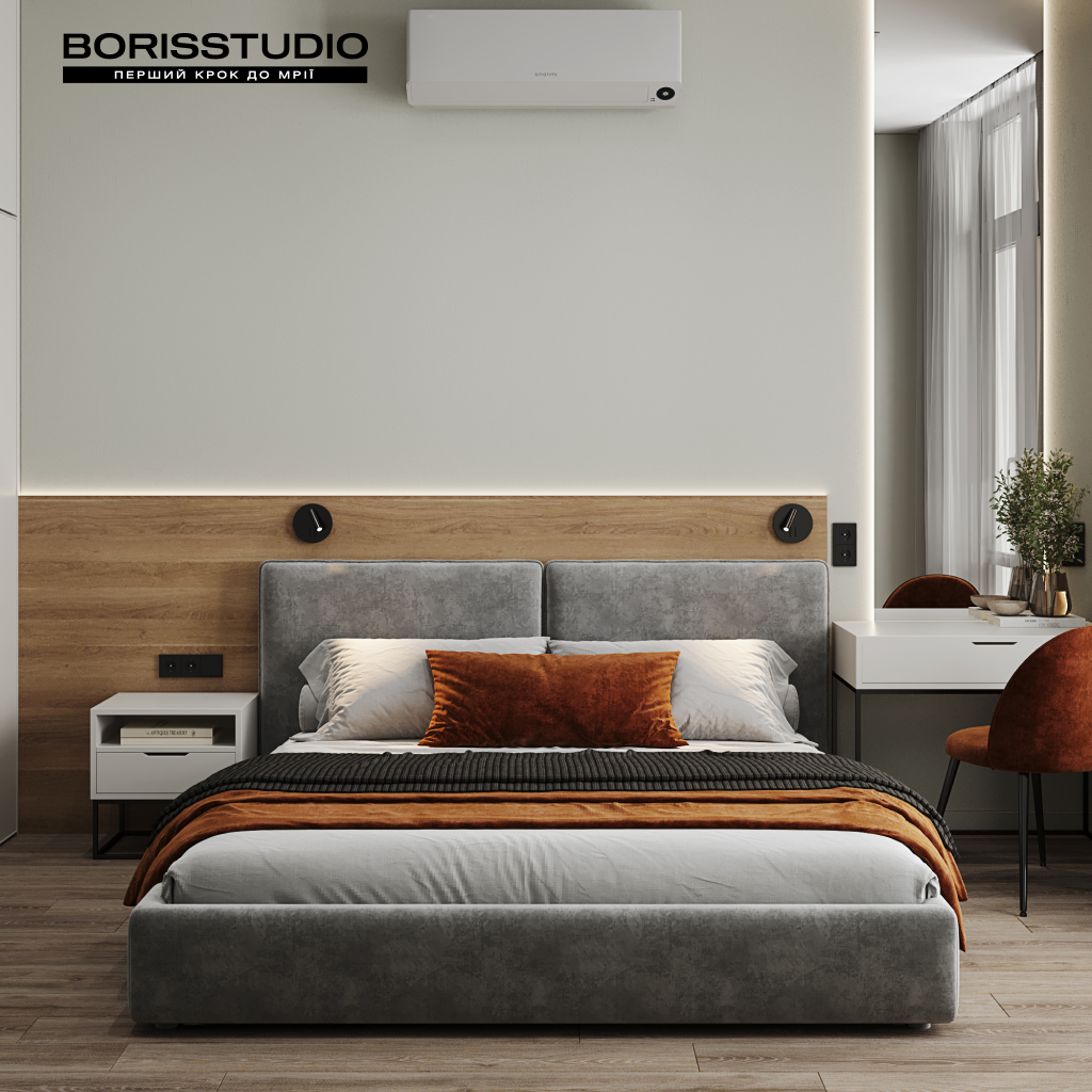 Терракотовый цвет в дизайне интерьера спальни