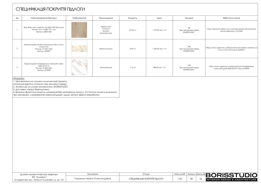 Альбом проекту двокімнатної квартири в ЖК "Адмірал", Фото №29