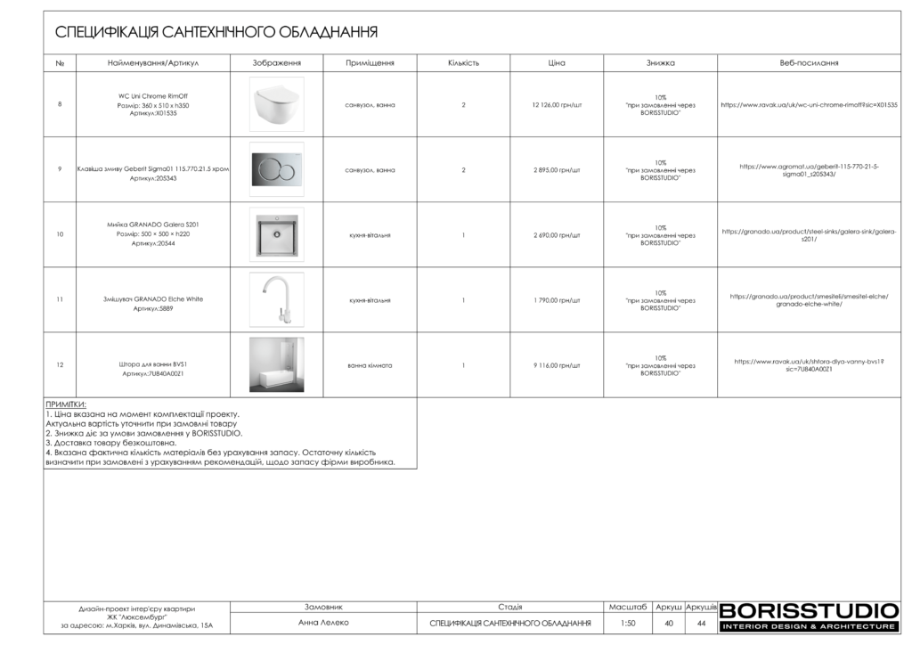 Альбом дизайн-проекту однокімнатної квартири в ЖК Люксембург, Фото №41