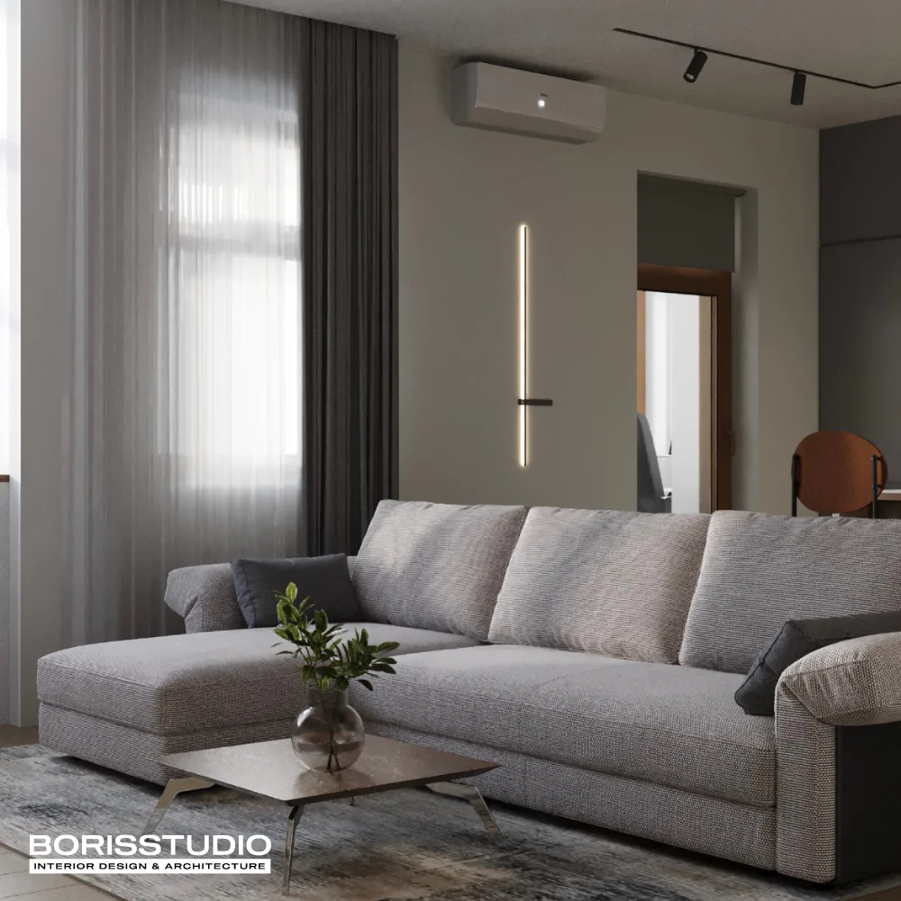 інтер'єр вітальні у стилі мінімалізм