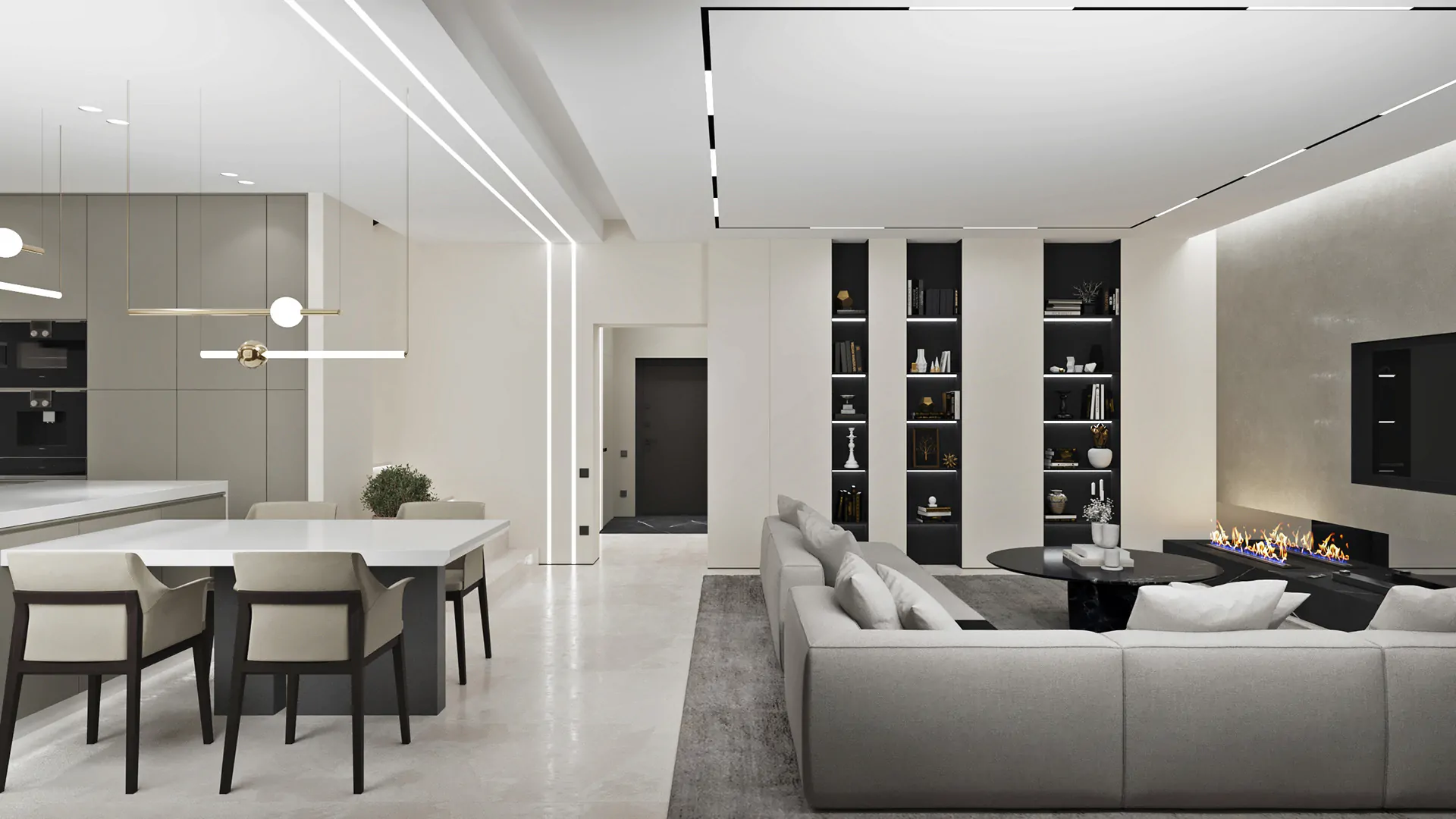 Сучасний дизайн стелі на кухні