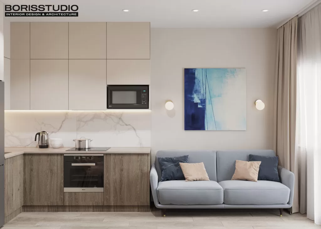 Дизайн інтер’єру однокімнатної квартири ЖК «Меридіан»