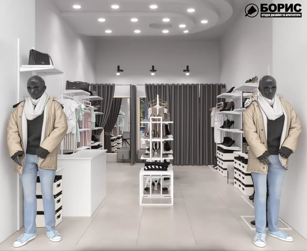 Дизайн інтер’єру магазину жіночого одягу та взуття