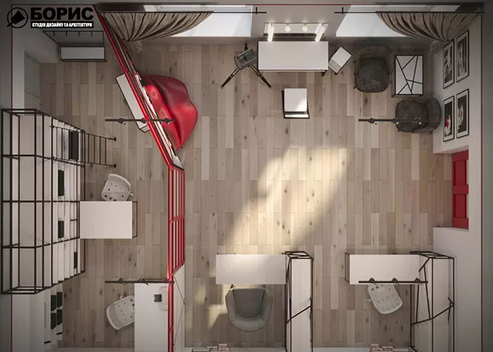 Ремонт салону краси в сучасному стилі з великими дзеркалами.