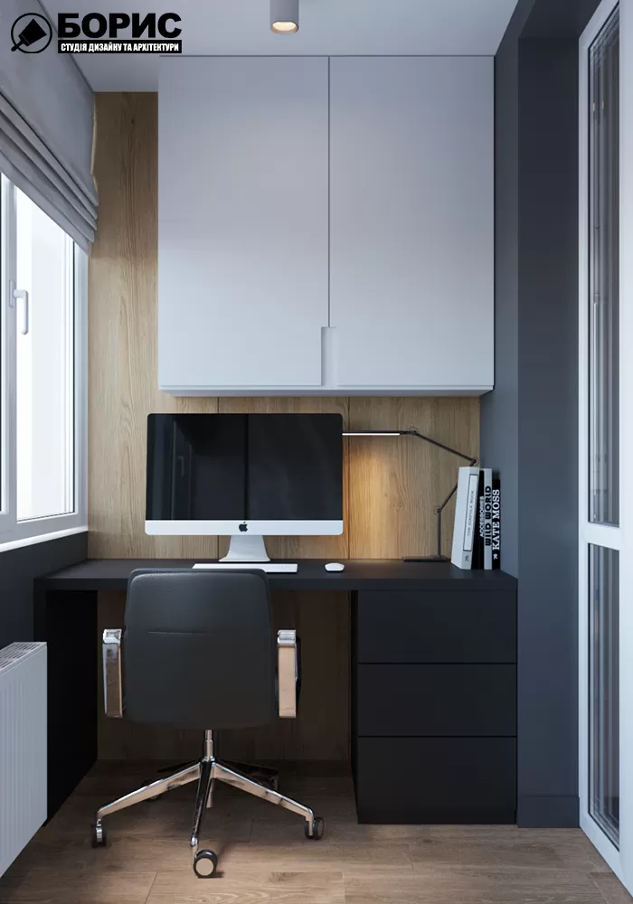 Дизайн-проеку інтер'єру квартири ЖК «Казка», лоджія вид на робочу зону