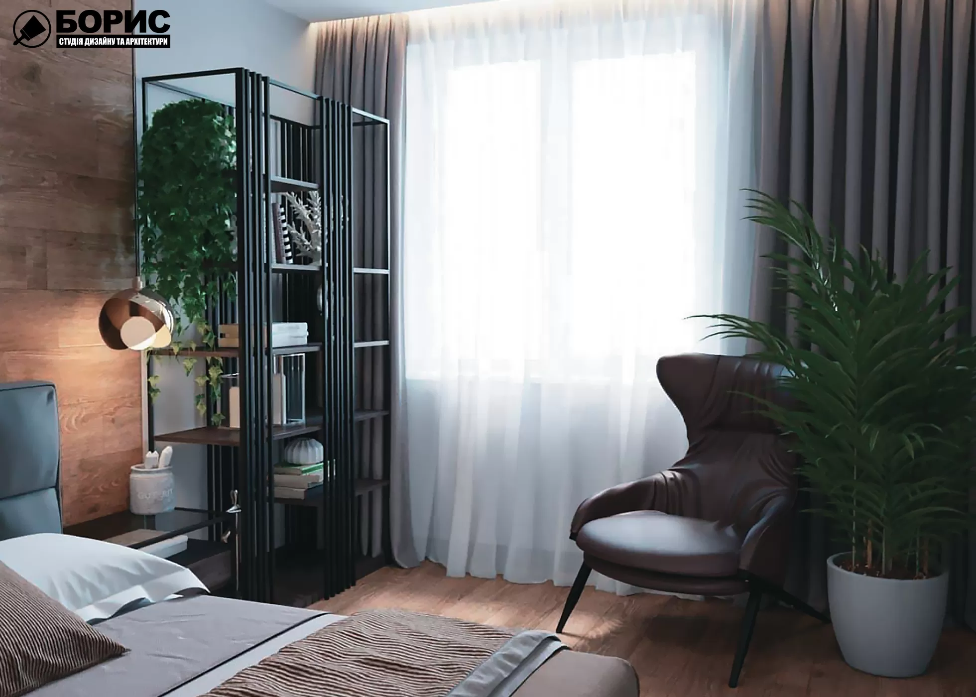 Дизайн-проеку інтер'єру квартири ЖК «Казка», спальня вид на вікно