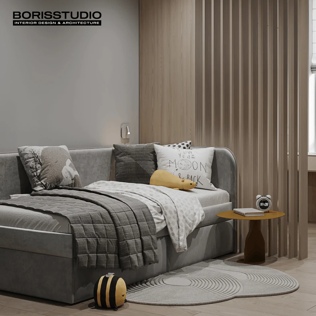 Дитяча кімната в сірому кольорі