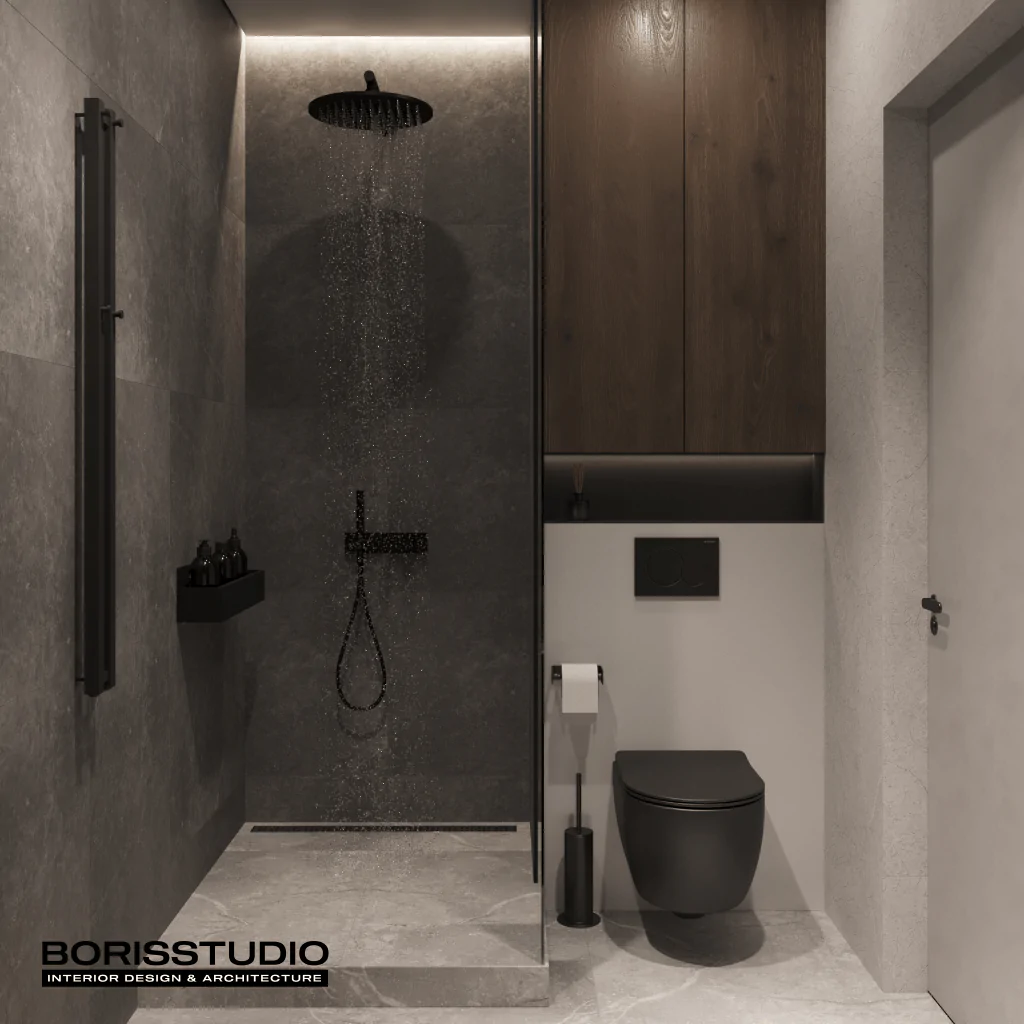 Ванна кімната в сірому кольорі