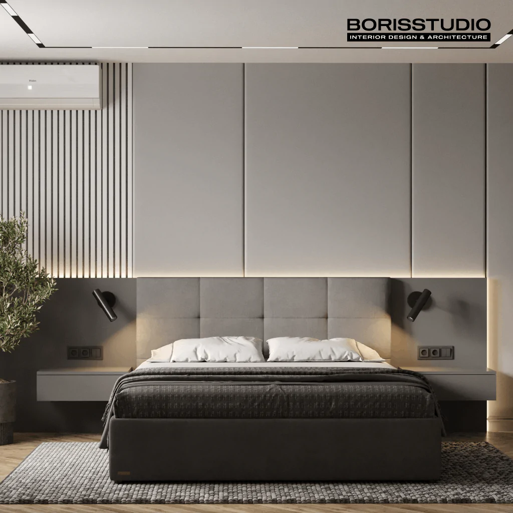 Спальня в сірому кольорі