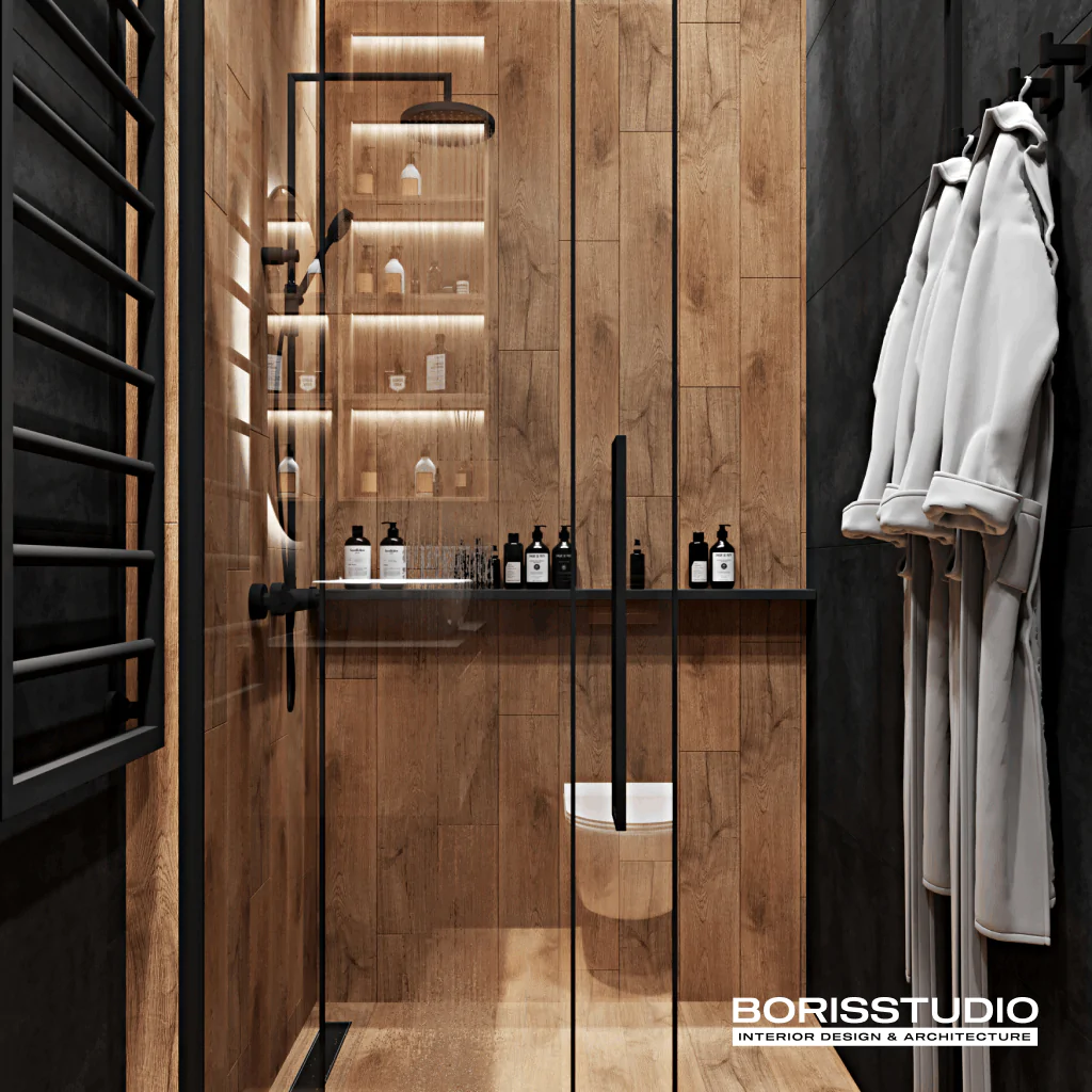 Інтер'єрне рішення ванної кімнати з душовою кабіною