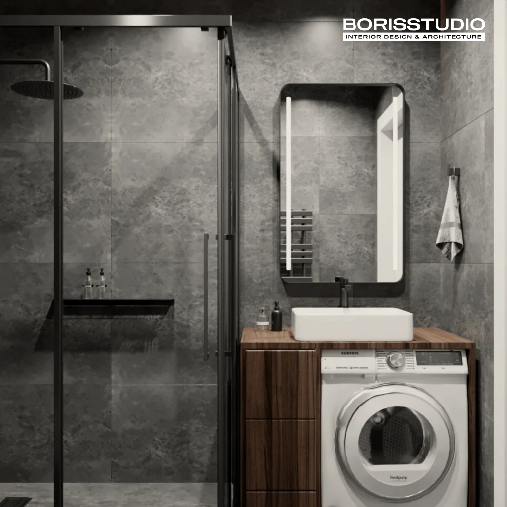 Душова кабіна в інтер'єрі ванної кімнати