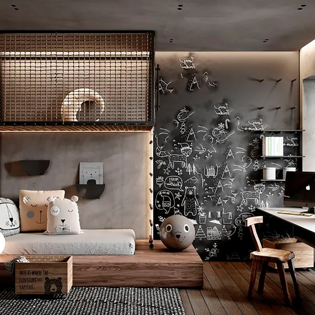 Стиль лофт в інтер'єрі дитячої кімнати приватного будинку