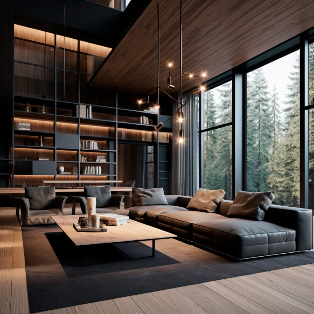 Меблі вітальні приватного будинку в стилі лофт