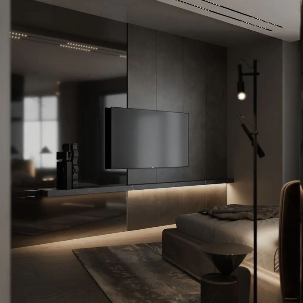 Дизайн-проєкт вітальні для будинку в стилі хай-тек