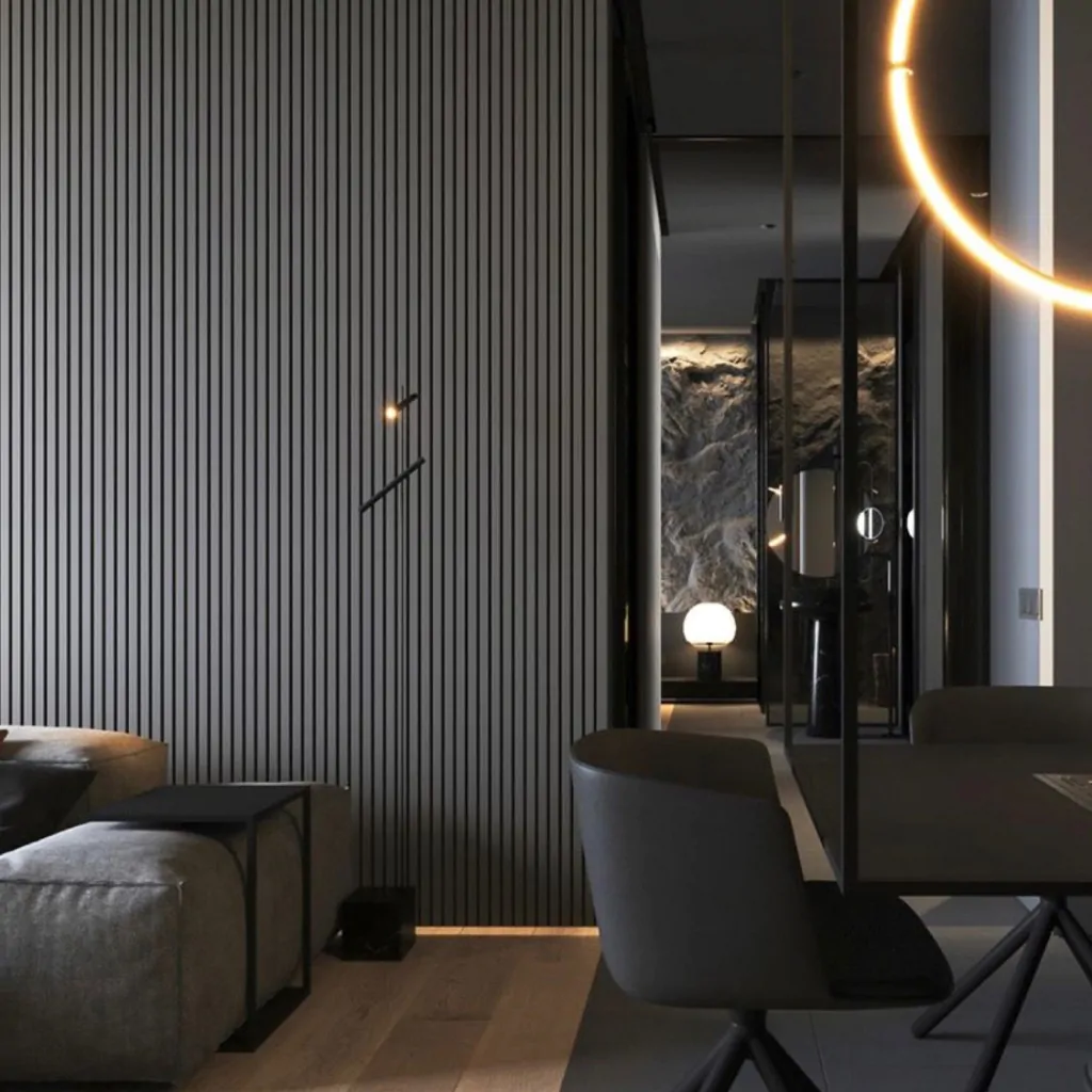 Інтер'єр приватного будинку в стилі хай-тек з акцентними меблями