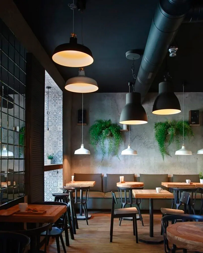 Освітлення в кафе в стилі лофт