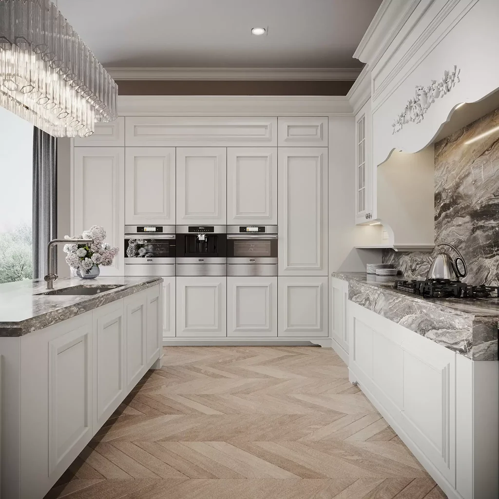 Белая кухня в классическом стиле