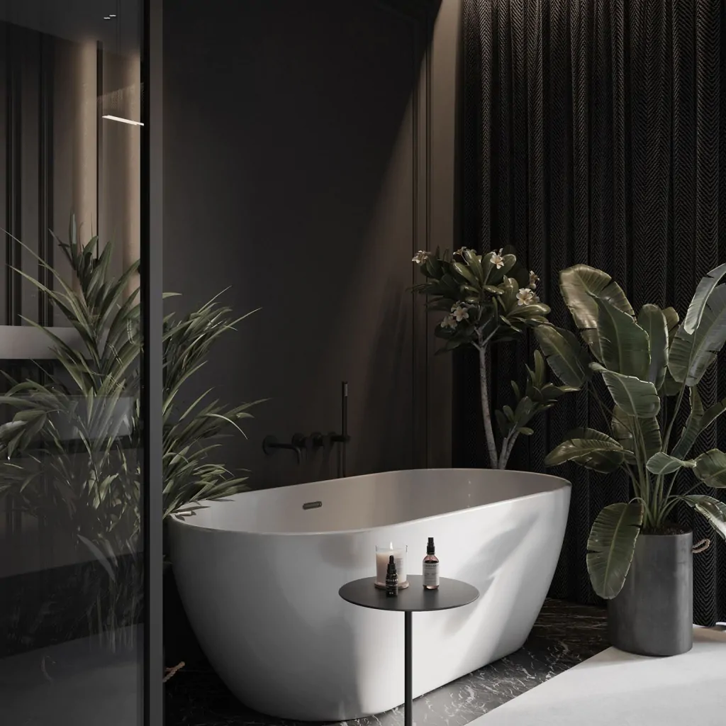 Дизайн інтер'єру ванної кімнати в котеджі