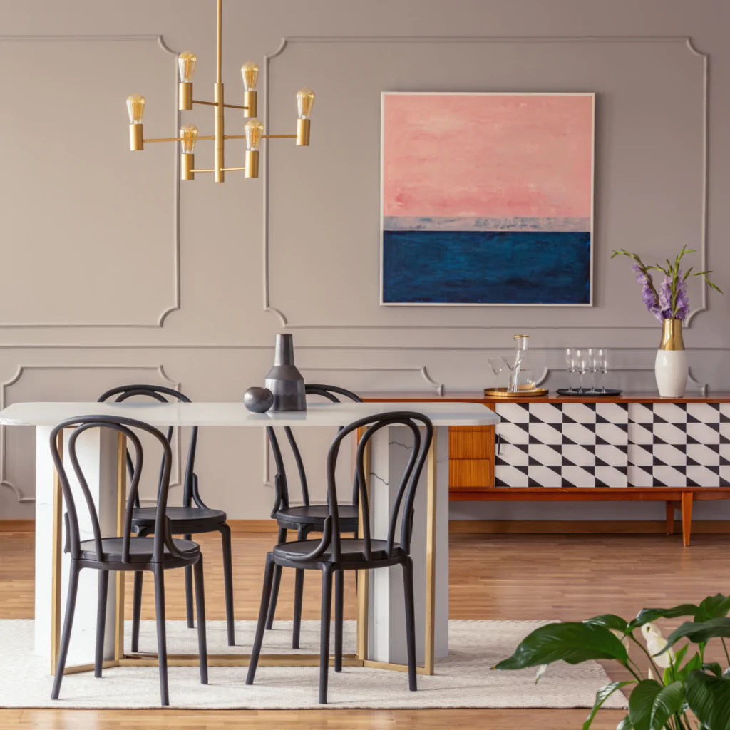 Дизайн інтер'єру їдальні у стилі еклектика