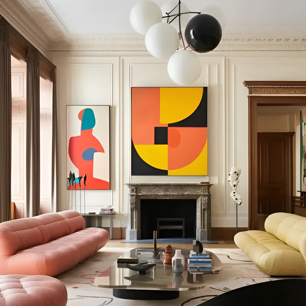 Дизайн інтер'єру вітальні у стилі еклектика