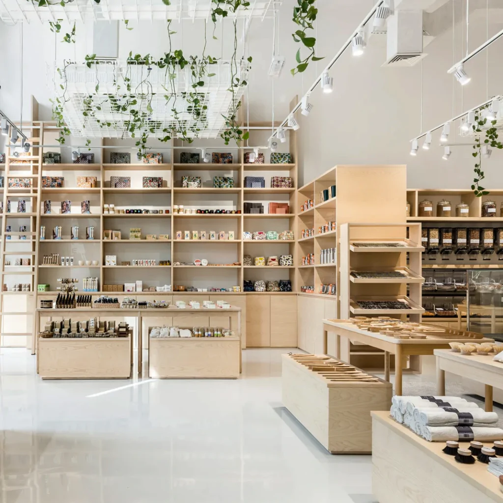 Освітлення у дизайні магазину в екостилі