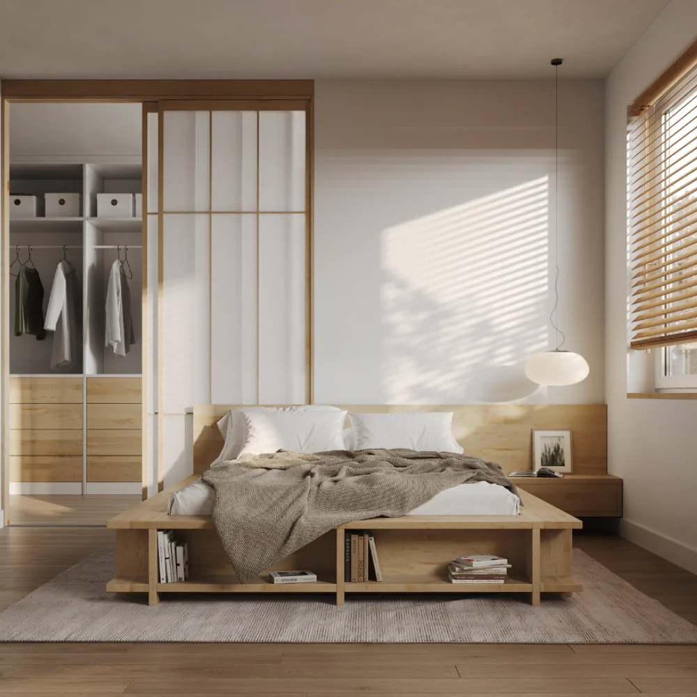 Дизайн-проєкт інтер'єру спальні в японському стилі