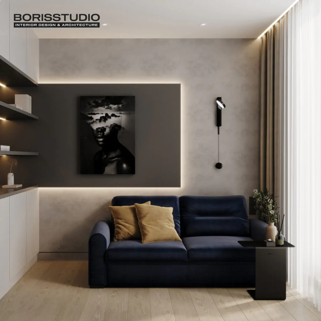 Дизайн інтер'єру вітальні для таунхаусу в Моршині