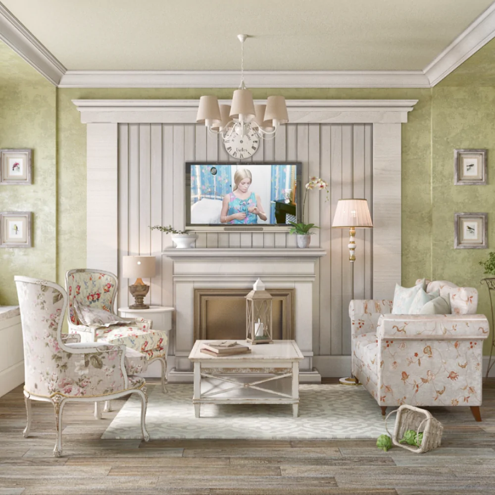 Дизайн вітальні для котеджу в стилі прованс