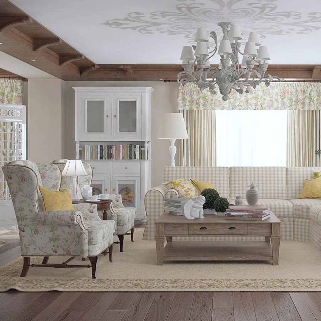 Дизайн інтер'єру вітальні у стилі прованс
