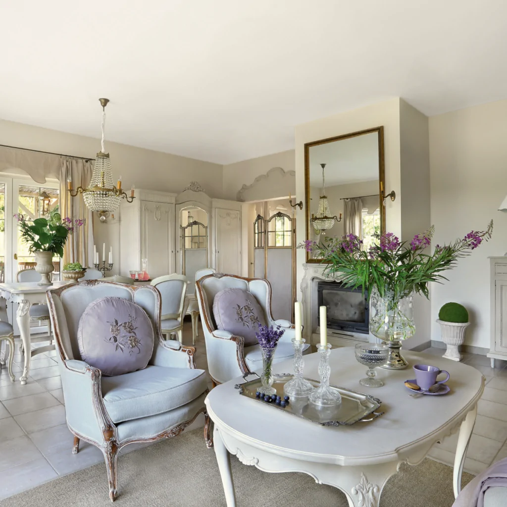 Дизайн интерьера гостиной в прованском стиле, фото №79