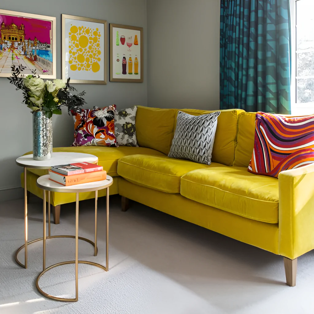 Дизайн інтер'єру вітальні в стилі ретро