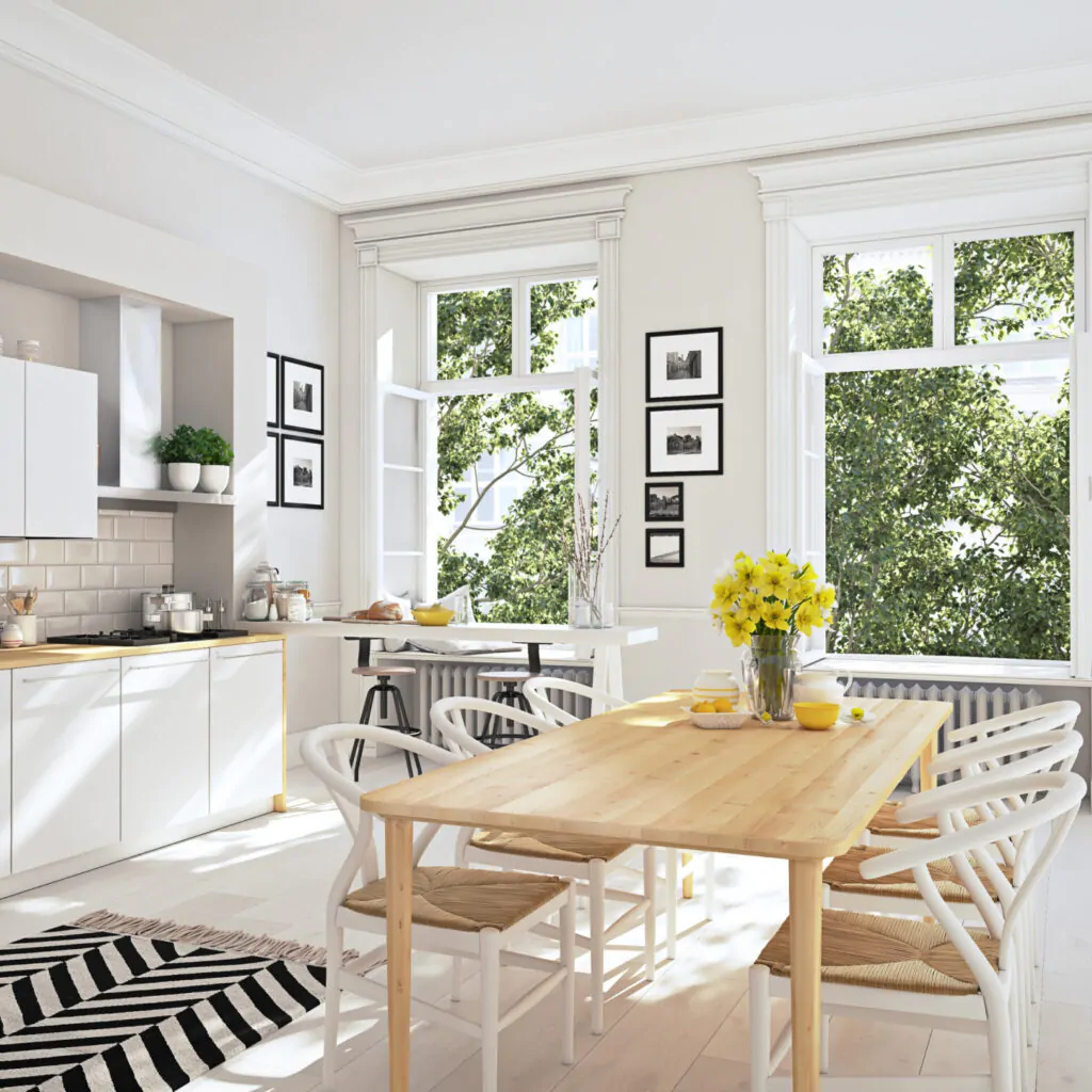 Дизайн інтер'єру кухні для котеджу в скандинавському стилі