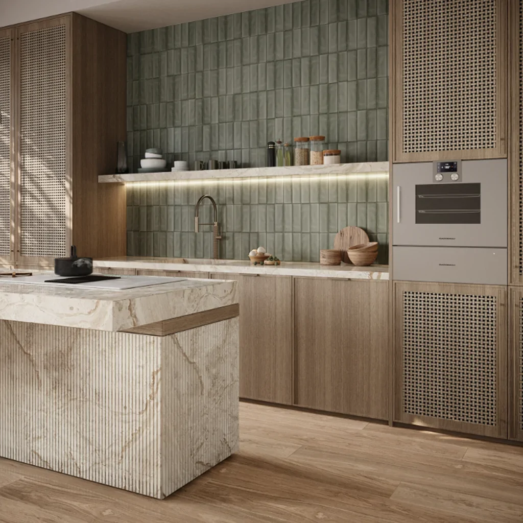 Светлая кухня в стиле экостиль