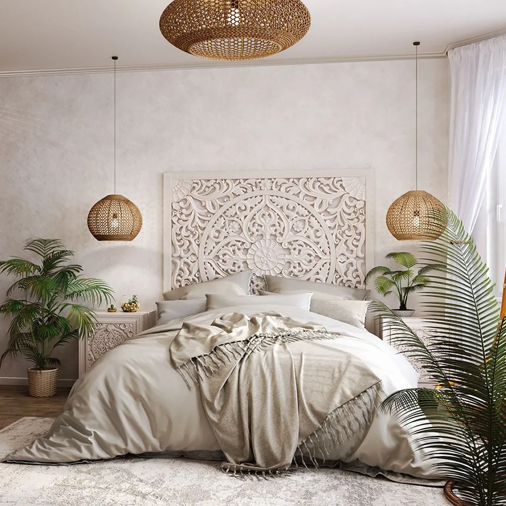 Уютная спальня с элементами бохо
