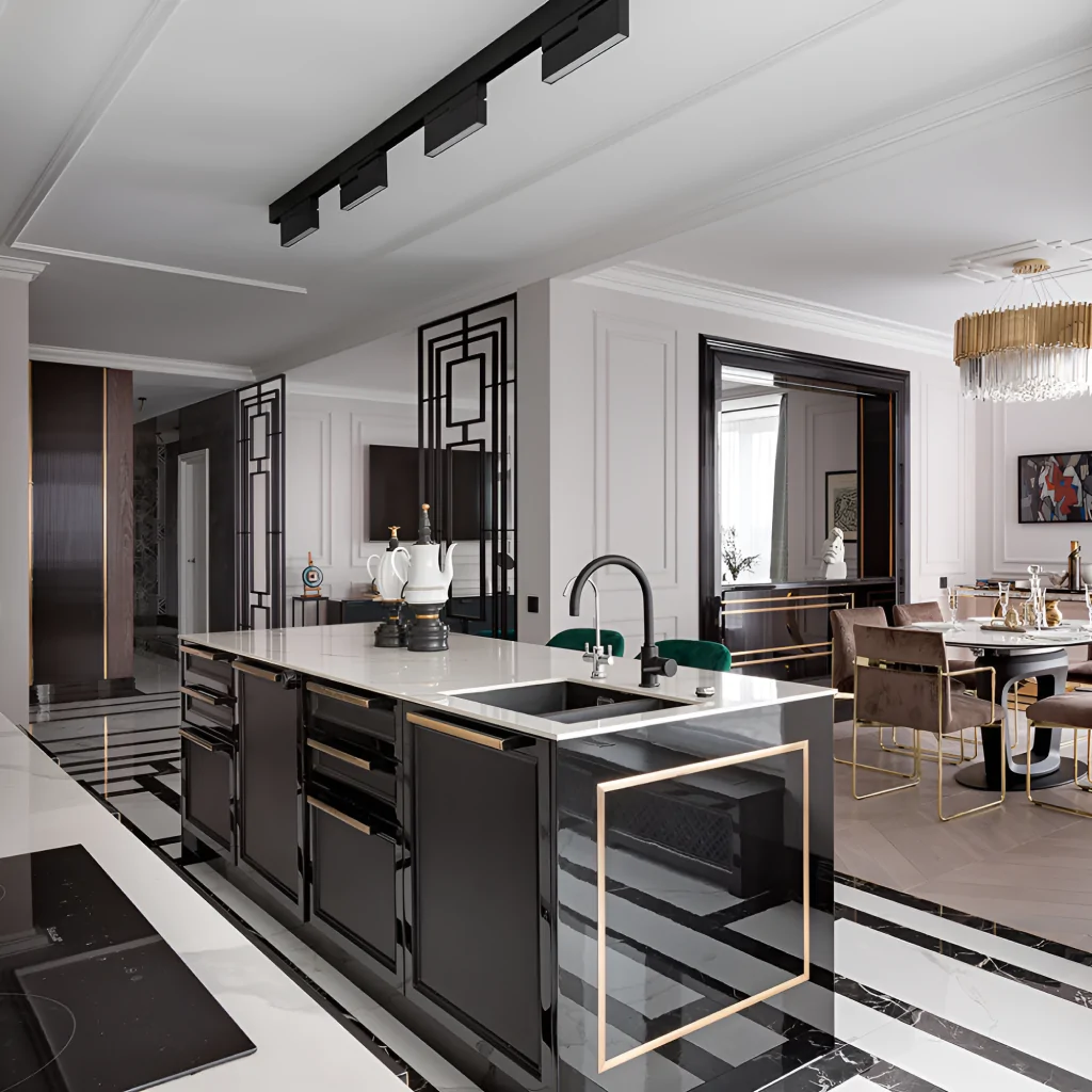 Дизайн интерьера кухни в стиле ар-деко