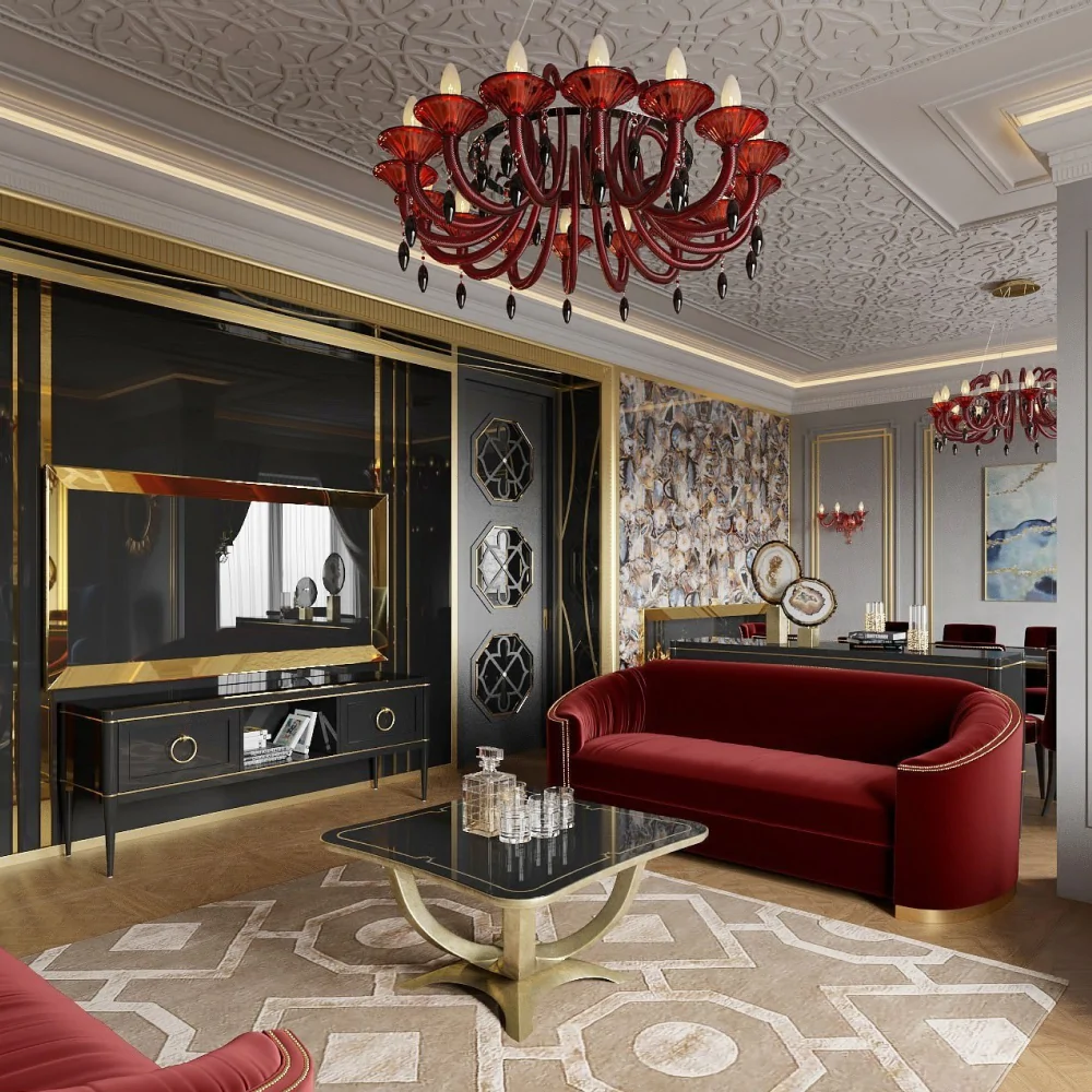 Дизайн-проєкт вітальні в стилі ар деко
