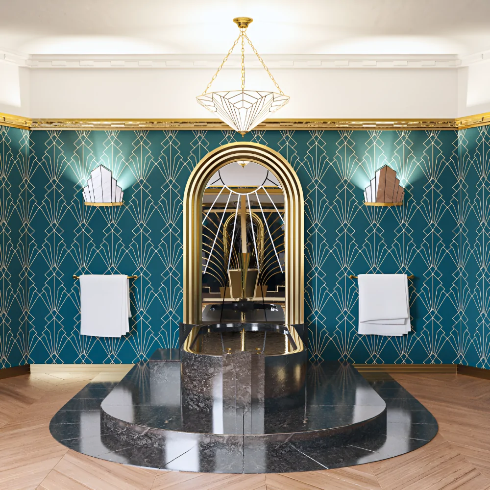 Дизайн-проект інтер'єру ванної кімнати в стилі ар деко