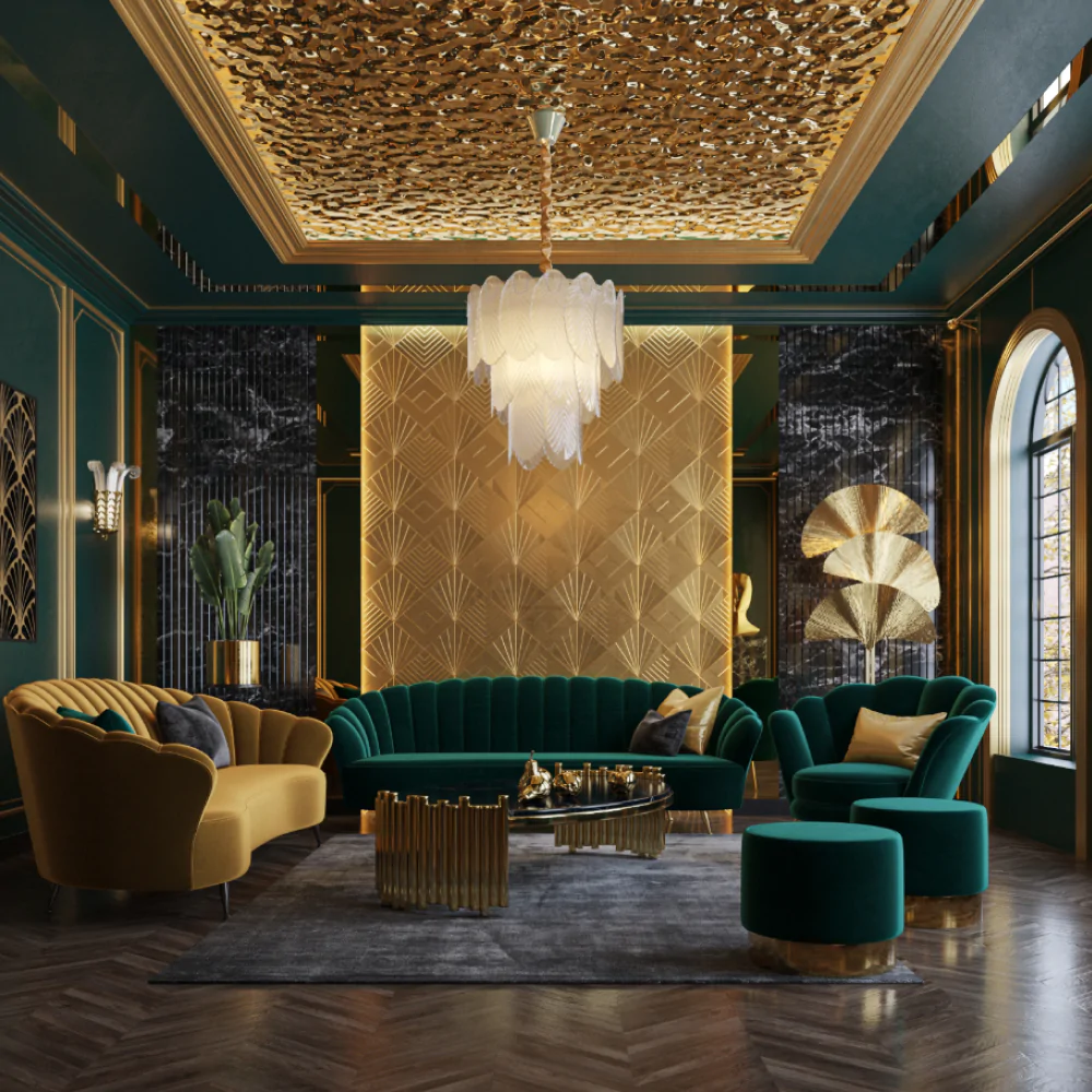 Дизайн-проект інтер'єру вітальні в стилі арт-деко